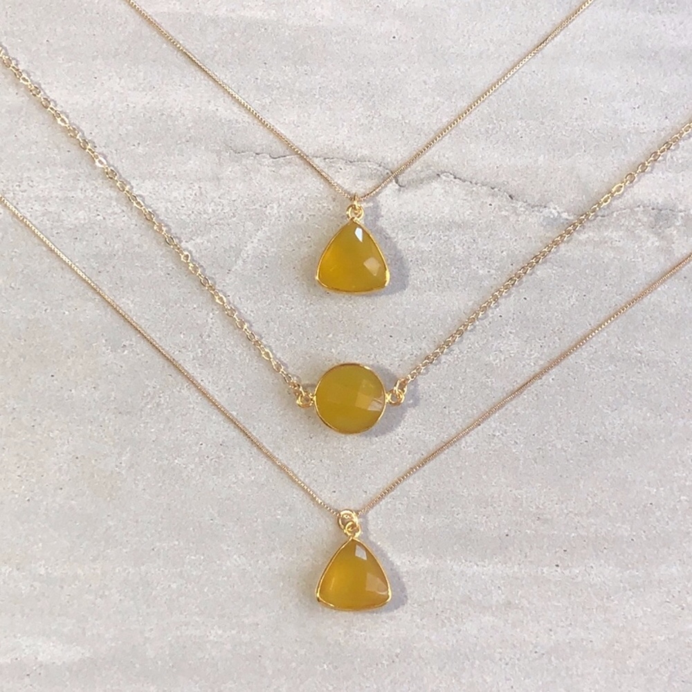 Yellow Chalcedony 18K Gold Necklaces